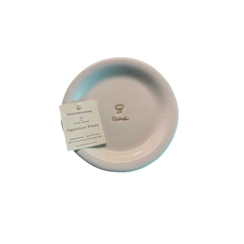 Williams Sonoma Wine Series‎ Appetizer Plates Set of 6 w/ Box Cheese Charcuterie